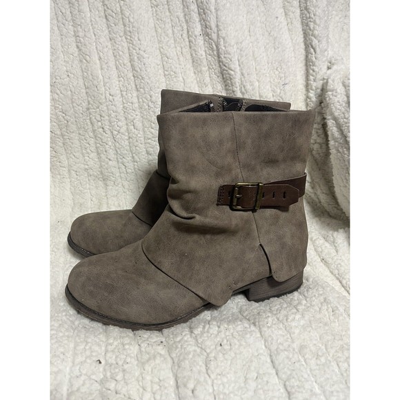 HOT TOMATO Grey Brown Zip Up Western Style Bootie Boot Size 8M Dance Country - Picture 2 of 8